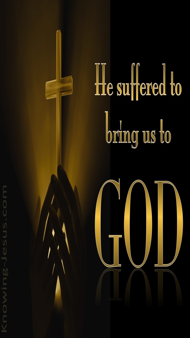 1 Peter 3:18 He Suffered To Bring Us To God (gold)